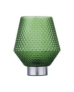 Porter - Battery Operated Chrome Lamp with Green Textured Glass