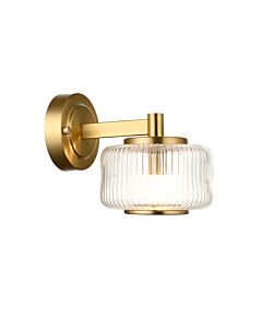 Endon Lighting - Stamford - 120633 - Aged Brass Clear Ribbed Glass Wall Light