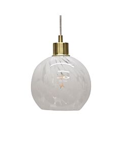 Confetti - Glass Globe with Satin Brass Pendant Fitting