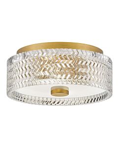 Hinkley Lighting - Elle - HK-ELLE-F-S-HB - Heritage Brass Clear Crystal Glass 2 Light Flush Ceiling Light