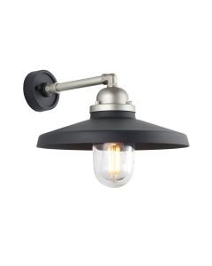 Hampshire - Black Silver Clear Glass IP44 Outdoor Wall Light