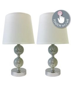 Set of 2 Mosaic Touch Lamps with White Shades