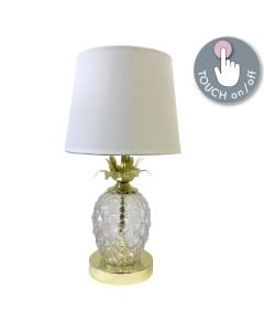 Gold Pineapple Touch Lamp with White Shade