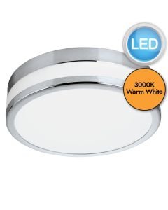 Eglo Lighting - LED Palermo - 94998 - LED Chrome White Glass 3 Light IP44 Bathroom Ceiling Flush Light