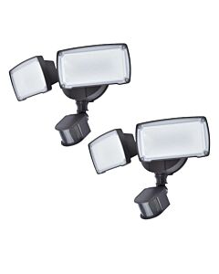 Set of 2 Chimera - LED Black Clear 2 Light IP54 Outdoor Sensor Floodlights