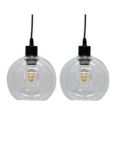 Set of 2 Barnum - Clear Glass Globe Easy Fit Pendant Shades