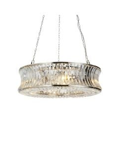 Hodge - Nickel Clear Crystal Glass 6 Light Ceiling Pendant Light