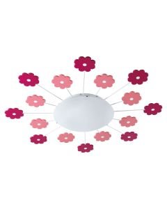 Eglo Lighting - Viki 1 - 92147 - Pink White Glass Flush Ceiling Light