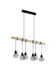 Eglo Lighting - Townshend 5 - 43133 - Black Wood 6 Light Bar Ceiling Pendant Light