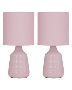 Set of 2 Ripple 29cm Pink Lamps