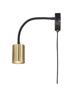 Nordlux - Explore Flex - 2113261035 - Brushed Brass Black Plug In Reading Wall Light