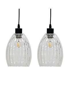 Set of 2 Birch - Clear Fluted Glass Easy Fit Pendant Shades