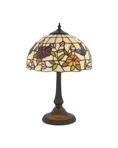 Interiors 1900 - Butterfly - 63998 - Dark Bronze Tiffany Art Glass 2 Light Table Lamp