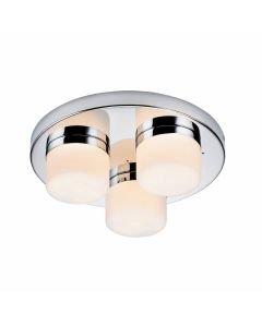 Saxby Lighting - Pure - 34200 - Chrome Opal Glass 3 Light IP44 Bathroom Ceiling Flush Light
