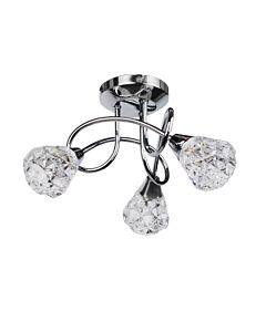 Oto - Chrome with Clear Textured Glass 3 Light Flush Ceiling Light
