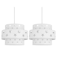 Pair of White Star Two Tier Light Shades