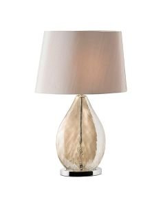 Endon Lighting - Kew - KEW-TLGO - Nickel Dark Wood Mink Table Lamp With Shade