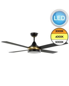Eglo Lighting - Trinidad - 35118 - LED Black Brass Milky Ceiling Fan