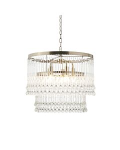 Endon Lighting - Genevieve - 104504 - Antique Brass Clear Crystal Glass 5 Light Ceiling Pendant Light