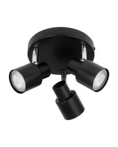 Irwin - Black 3 Light IP44 Bathroom Round Spotlight