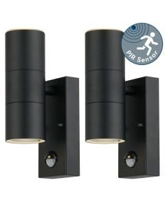 Set of 2 Blaze - Black Outdoor Up Down Motion Sensor Wall Lights