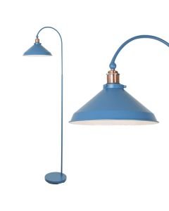 Maxwell - Mirage Blue Brushed Copper Floor Reading Lamp