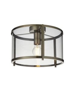 Endon Lighting - Hopton - 103112 - Antique Brass Clear Glass Flush Ceiling Light