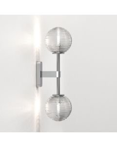 Astro Lighting - Tacoma Twin 1429002 & 5036003 - IP44 Polished Chrome Wall Light with Clear Ribbed Glass Shades
