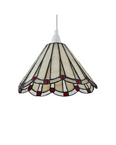 Ely - Tiffany Cream and Red Easy Fit Pendant Shade