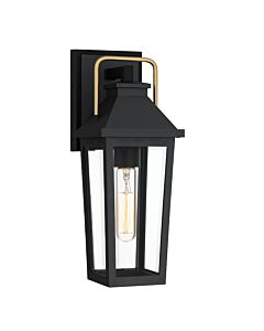 Quoizel Lighting - Buckley - QZ-BUCKLEY-S-MBK - Black Brass Clear Glass IP44 Outdoor Wall Light