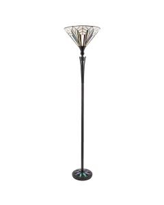 Interiors 1900 - Astoria - 63933 - Black With Glass Inserts Tiffany Uplighter Floor Lamp