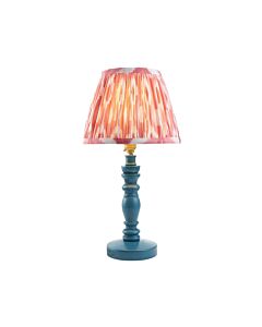 Endon Lighting - Bibury & Ikat 20cm - 115084 - Blue Aged Brass Pink Table Lamp With Shade