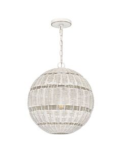 Quoizel Lighting - Lindendale - QZ-LINDENDALE-P-AWH - Antique White Clear Glass Rattan IP44 Outdoor Ceiling Pendant Light