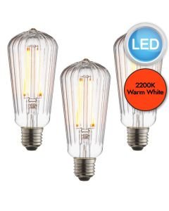 Endon Lighting - Set of 3 Ribb Pear - 80180 - LED E27 ES - Filament Light Bulbs - 60mm dia