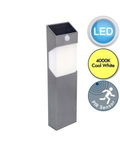 Lutec - Solstel - 6907903001 - LED Stainless Steel Opal IP44 Solar Outdoor Post Light