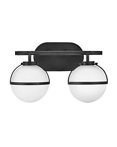 Hinkley Lighting - Hollis - HK-HOLLIS2-O-BK-BATH - Black Opal Glass 2 Light IP44 Bathroom Wall Light