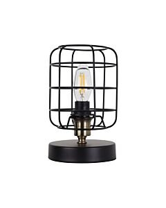Cage - Black and Antique Brass Industrial Style Table Lamp