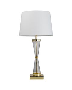 Gold Plated Table Touch Light with White Cotton Fabric Shade