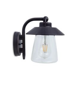 Lutec - Cate - 5264201213 - Rustic Black Clear Glass IP44 Outdoor Wall Light