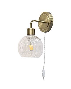 Toby - Antique Brass Plug in Wall Light