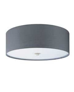 Eglo Lighting - Pasteri - 94921 - Satin Nickel Grey Glass 3 Light Flush Ceiling Light
