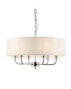 Endon Lighting - Nixon - 60179 - Nickel Vintage White 6 Light Ceiling Pendant Light