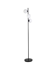 Black Floor Lamp with Opal Globe Shades