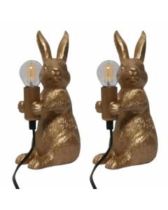 Set of 2 Hop Hop - Gold Bunny Rabbit Lamps