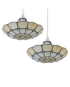 Set of 2 Brixham - Tiffany Uplighter Easy Fit Pendant Shades