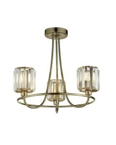 Endon Lighting - Berenice - 107801 - Antique Brass Clear Glass 3 Light Flush Ceiling Light
