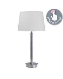 Chrome Column Touch Lamp with White Shade