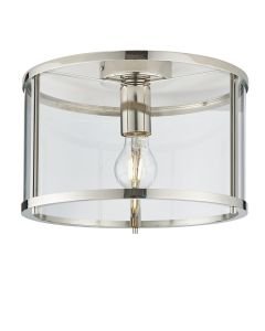Endon Lighting - Hopton - 96150 - Nickel Clear Glass Flush Ceiling Light