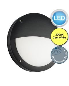 Saxby Lighting - Luik - 61648 & 72180 - LED Black Opal Microwave 18w Gear Tray Eyelid Casing Outdoor Sensor Bulkhead Light