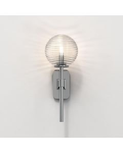 Astro Lighting - Tacoma Single 1429001 & 5036003 - IP44 Polished Chrome Wall Light with Clear Ribbed Glass Shade